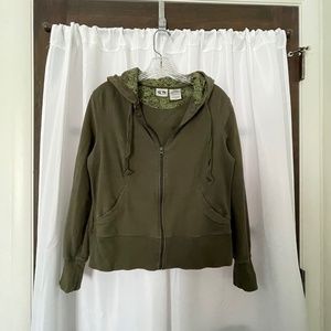 Athletic Works Activewear Sportswear Olive Green Zip Jacket Hoodie